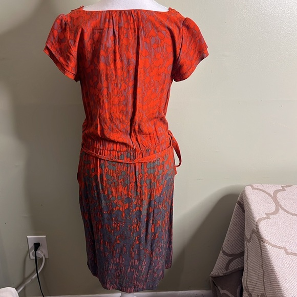 Monsoon Elegant Red and Gray tie waist side pockets Women's Dress - Picture 7 of 13